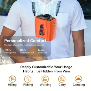 Portable Handheld Waist Fan with 8000mAh Lithium-Ion Battery & LED SOS <b>Light</b> Five-Speed Wind for Outdoor Use - Product Image 5