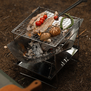 Outdoor Stainless Steel Portable Folding <b>BBQ</b> Fire Pit Camping Wood Burning Stove Hot Wholesale - Product Image 3