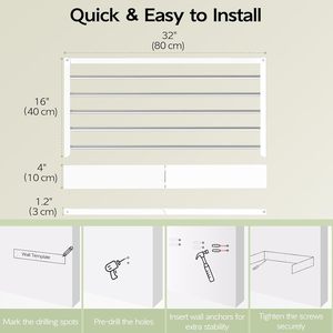 Tendedero de Ropa Plegable <span class=keywords><strong>para</strong></span> Montar en la Pared, Ahorrador de Espacio Inteligente, Tendedero Plegable <span class=keywords><strong>para</strong></span> Interiores y Exteriores - Product Image 6