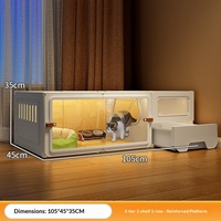 Grande maison pour chat d'intérieur avec toilette intégrée, lumière nocturne, télécommande et recharge automatique d'eau - Design moderne pour salon