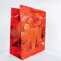 Saint Valentin Amant Amour Carte Blanche Poudre Saupoudrage Sac Cadeau Tableau Ivoire avec Impression Numérique Laminage Ruban Accessorisé