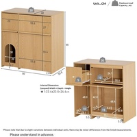 Meuble pour chat en bois avec bac à litière dissimulé, lit pour chat, rangement tout-en-un, maison multifonctionnelle pour chat, table d'appoint