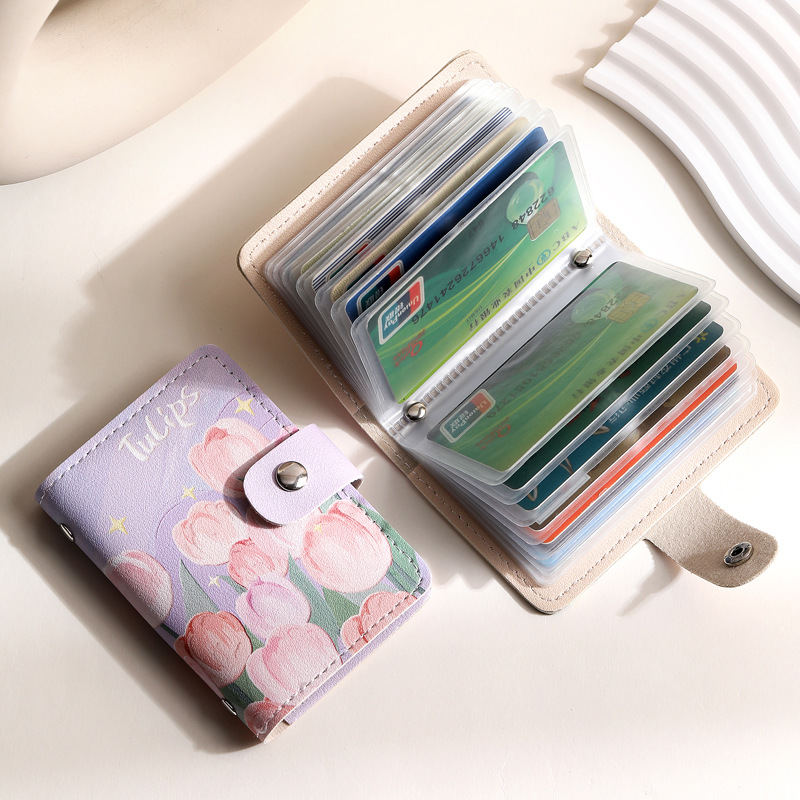 1 Pocket 20+2 Slots Mini Card Binder with Purple pink Cute Flower Pattern  Magnetic Buckle Closure for Organizing Trading Cards| Alibaba.com