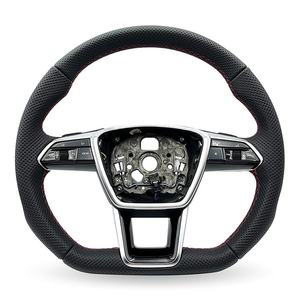 Volante de Cuero Personalizado Completamente Perforado para Audi A3 A4 A5 <span class=keywords><strong>A6</strong></span> C6 TT <span class=keywords><strong>2008</strong></span> - Product Image 3