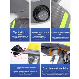 Casque de sécurité de chantier Warmice avec pare-soleil, visière anti-UV, ventilateur de refroidissement solaire intégré et protection du cou pour l'été - Product Image 4