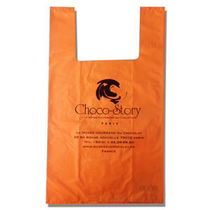 Bajo precio al por mayor ecológico sostenible plástico camiseta embalaje bolsa de transporte logotipo personalizado - Product Image 3