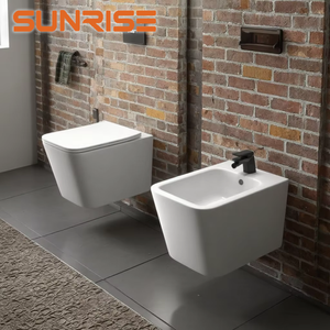 Siège de toilette moderne en céramique monobloc sans rebord Australie Filigrane Mural WC Clapet Remplacement P-Trap Drainage Inclus - Product Image 6