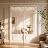 Porte coulissante en verre pour cloison intérieure, cadre fin moderne de luxe, isolation acoustique, alliage d'aluminium pour chambre à coucher