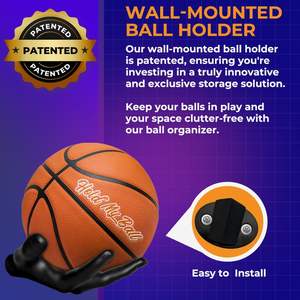 Support mural pour ballon de sport en résine noire de qualité supérieure Hold My Ball, support de rangement sécurisé pour basket-ball, football, soccer, affichage pour garage - Product Image 5