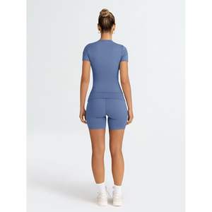 Ensembles d'entraînement et de salon 2 pièces à la mode pour femmes taille bleue S-XL motif imprimé pour les tenues de gymnastique d'été ou les sorties - Product Image 1