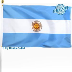 Bandiera <span class=keywords><strong>Argentina</strong></span> 3x5 FT per Esterni, Doppia Faccia, Poliestere a 3 Strati, Occhielli in Ottone, Decorazione Domestica, Cuciture a 4 File - Product Image 1