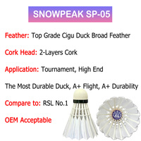 SNOWPEAK SP-05 Cigu Canard Top Grade Large Plume 2 Couche OEM Volant Badminton Navette Formation Professionnelle La Plus Durable