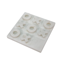 Marbre Tic Tac Toe jeu décor X O jeu de société ensemble cadeau d'anniversaire blanc marbre échiquier Table basse décor