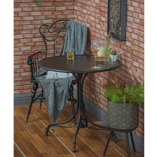 אינובה בית חווה מבטא עגול שחור מתכת למעלה קפה ביסטרו שולחן פטיו למסיבה חתונה מרפסת גן בחצר האחורית
