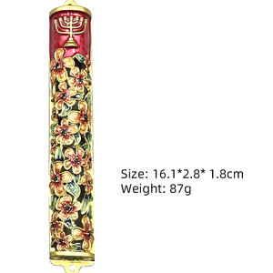 מזוזה יהודית מגילה קדושה ממתכת לבנה עגולה עם דלת דלת מלינטל קרמיקה עיצוב קשיות גבוהה ירושלים - Product Image 3