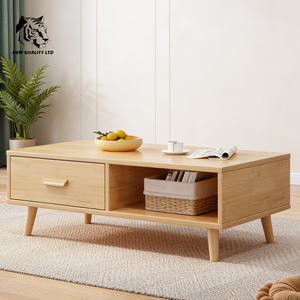 china supplier low cost customized <b>small</b> moq ready to ship tea table new design living room furniture wood 2 <b>drawer</b> coffee table - Product Image 3