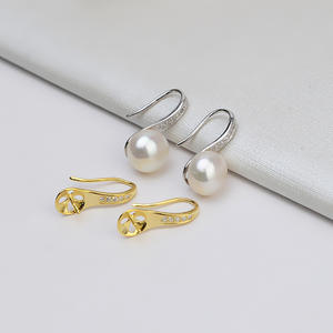 S925 Silver Earhook Small Hat Personalized Female Earring Accessories Set Pearl Empty Tray Semi-finished <b>Findings</b> <b>Components</b> - Product Image 1