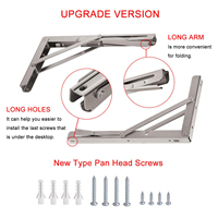 Étagères pliables, supports DIY, acier inoxydable robuste, pliables, métalliques, pour mur, table de travail flottante, supports d'étagères pliables
