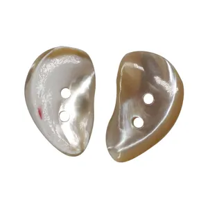 New hot selling 2-holes beige irregular shaped shell buttons for fashionable sweaters or outerwear