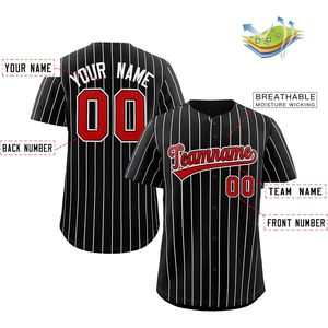 Camiseta de Béisbol Personalizada con Rayas, Cierre de Botones, Nombre del Equipo Bordado, 00, Absorbe la Humedad, Unisex, Corte Regular - Product Image 2