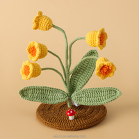 Bouquet de fleurs artificielles support de téléphone décoration de la maison crochet lys plante en pot tricoté support de téléphone portable