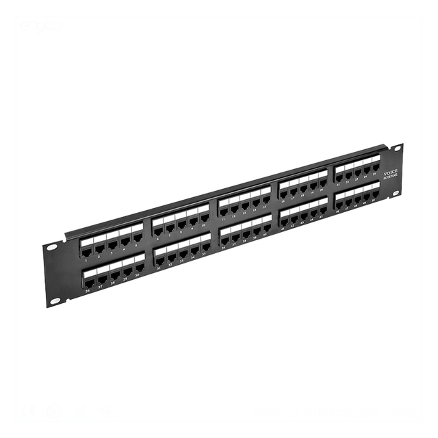 Telecommunication 50 Ports 2U 19 Inch RJ11 CAT3 Modular Network Rack Mount Cable Management Bar UTP Phone Telephone Patch Panel