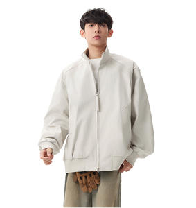 Veste zippée à panneaux déstructurés, style Cleanfit, unisexe, hiver, nouvelle coupe décontractée américaine, col rabattu, blouson vintage - Product Image 1