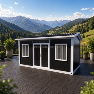 Cabina Prefabbricata Monopiano <span class=keywords><strong>Bianca</strong></span> con Tetto a Falda, Pannelli Sandwich e Pannelli Verticali a Doghe per Parchi e Dormitori Temporanei - Product Image 2