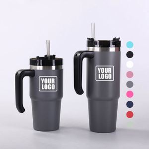 Custom logo 20oz 30oz Business Gifts Travel Sports Mug Thermos Double Wall Insulated Stainless Steel Grippy Tumbler With Handle - Product Image 1