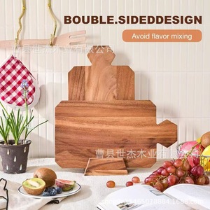 Planche à découper en bois avec poignée, rectangulaire, en bois massif, pour la cuisine à domicile, plateau de présentation - Product Image 3