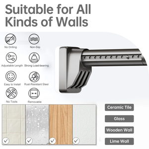 YIJIALE Fabricante, Barras Telescópicas para Cortinas de <span class=keywords><strong>Armario</strong></span>, de 1-2.2m, 32mm, con Recubrimiento Negro, Sin Taladro, Instalación Rápida con un Clic, en Caja Pequeña - Product Image 3