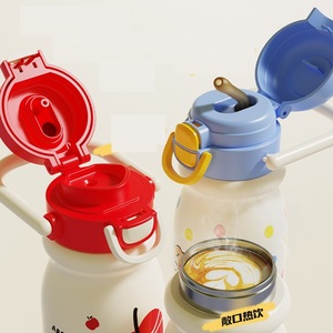 Garrafa de Água Portátil de Aço Inoxidável com Canudo para Crianças e Estudantes, 500ml, Novo Design de Desenho Animado Fofo para Uso Externo - Product Image 5
