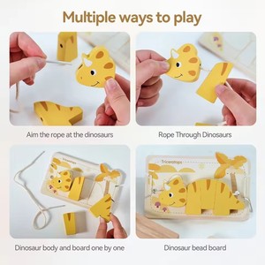 Dinosaure <span class=keywords><strong>en</strong></span> <span class=keywords><strong>bois</strong></span> pour bébé Jouets empilables Jeux de puzzle <span class=keywords><strong>en</strong></span> <span class=keywords><strong>bois</strong></span> pour bébé Animal Stringing Threading <span class=keywords><strong>Perles</strong></span> Jouets Cadeau - Product Image 4
