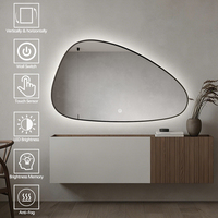 2026 New Arrival Irregular Smart Silver Mirror Glass Led Lighted Bathroom Mirror Custom Sower Vanity Mirror with Aluminum Frame