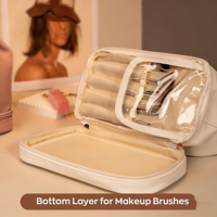 Sac de Rangement Cosmétique Personnalisé OEM Double Couche pour Produits Secs et Humides, avec Logo et Couleurs Personnalisables, Léger et Portable