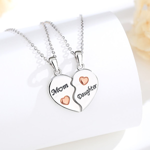 Collar de Corazones a Juego para Madre e Hija, Familia, 2 Corazones, Cobre, Amor, Joyería con Colgante de Dos Corazones para Abuela - Product Image 4