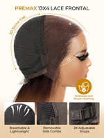 Perruque Lace Front 13x4 en Cheveux Humains Lisses Soyeux, Forme M, Sans Colle, HD, Blond Miel avec Mèches, Mini Nœuds Pré-Pluckés, Petite Taille