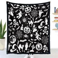 Selimut Mewarnai DIY, Warna Sesuai Selera Anda, Pola Hutan Halloween, Lukisan Tangan Keluarga, Selimut Flanel Lembut, Hadiah Kreatif untuk Kustomisasi