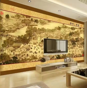 Papel tapiz de seda Northern Song Qingming Shanghetu <span class=keywords><strong>8D</strong></span>, Fondo de TV clásico, pintura de pared para Hotel, restaurante, vestíbulo, decoración de oficina - Product Image 4