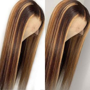 Chất Lượng Hàng Đầu Highlight Color 4/27 Dark Brown Trinh Nữ Tóc Con Người Ren Phía Trước Bob Wig Với Tẩy Trắng Knot Và Tóc Em Bé - Product Image 3