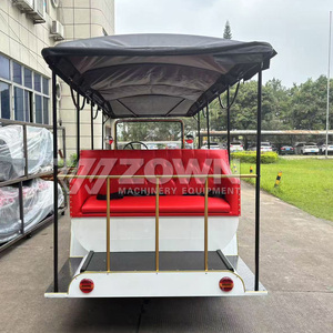 รถยนต์ไฟฟ้าวินเทจสีขาวแบบยาวพิเศษพร้อมเบาะสีแดงสำหรับการท่องเที่ยวชมวิวแบบกลุ่มในสถานที่ท่องเที่ยว - Product Image 3