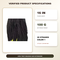 Extensions de cheveux synthétiques pour tresses afro en gros, 16 pouces, 100g, 28 mèches, cheveux au crochet