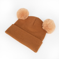 Bonnet Gorras en tricot avec double pompon en fausse fourrure Vente en gros Mignon bébé enfant en bas âge