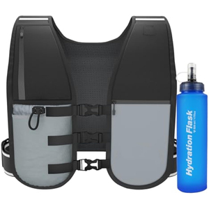 Running Vest with Water <strong>Bottle</strong>, Lightweight and Reflective Running <strong>Phone</strong> <strong>Holder</strong> Vest, Breathable Hydration Running Vest
