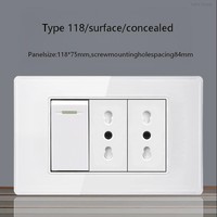 Enchufe Estándar Italiano USB Tipo-C de 20W con Carga Rápida, 2 Puertos, Panel Táctil, Clasificación IP21, 220V, Interruptor de Luz de Pared de Vidrio Moderno