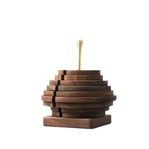 Tapete aislante térmico de madera de nogal para mesa de comedor, soporte para tazas de té, tapete decorativo de madera irregular antideslizante para cuencos, de alta calidad - Product Image 3