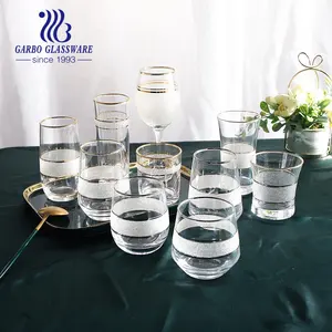 26 Years Glassware Factory Professional Handmade Craft Gold Rim Glass Barware For Drinking Wedding Exhibition Home Tableware
