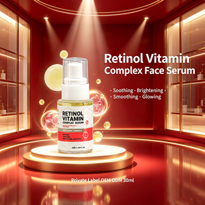 Siero <span class=keywords><strong>Viso</strong></span> al Retinolo e Complesso Vitaminico, Essenza Facciale Lenitiva, Illuminante, Levigante, Idratante, Rassodante, Radiante, Etichetta Privata, Biologico - Product Image 4