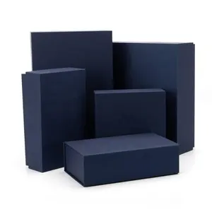 Custom Luxury Recyclable FS C Magnetic Handle Box A4 Magnetic Navy Blue Gift Box