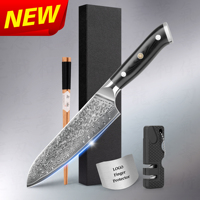 10% de réduction Logo gratuit personnalisé 7 pouces 67 couches couteaux de chef japonais vg10 couteau santoku damas avec boîte-cadeau logo